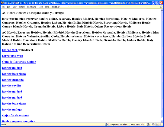 AC Hotels page for Google spiders
