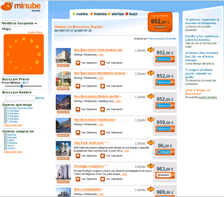 airlines (low cost airline such as Vueling, Clickair) or hotel portals, 